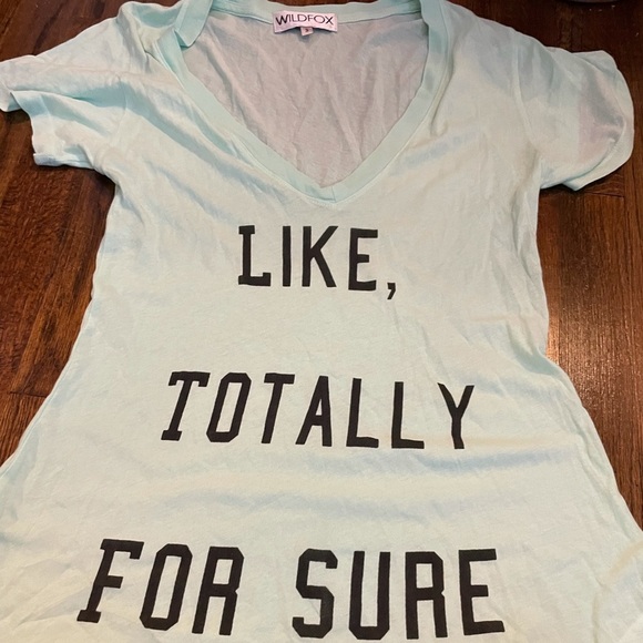 Like totally for sure Wilfox v-neck mint green top - Picture 1 of 3